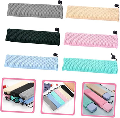 6pcs Portable Travel Utensil Bag Mesh Drawstring Case for Flatware Tableware Outdoor Camping Picnics Bbqs Everyday Use