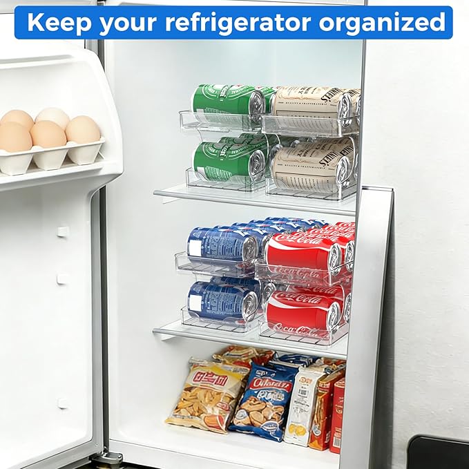 Rolling Soda Can Dispenser for Refrigerator Pop Can Organizer for Drink Beer Seltzer Soda Pop Can Organizer for 12 Standard Size 11.15oz or 12oz Cans Holder Storage Pantry Organization