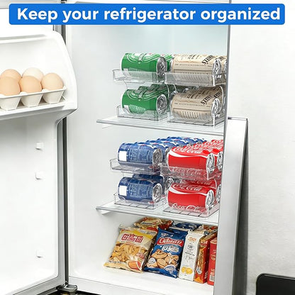 2 Pack Rolling Soda Can Dispenser for Refrigerator Soda Can Organizer for Beer Soda Refrigerator Pop Can Organizer for Fridge 12 Standard Size 11.15oz, 12oz, 330ML, 355ML Cans Holder Storage