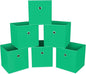 Foldable Storage Cubes Bins ,11 Inch Cloth Storage Cube Fabric Storage Box Cubes Organizer Baskets with Handles for Home Organizer Set of 6 (Green)