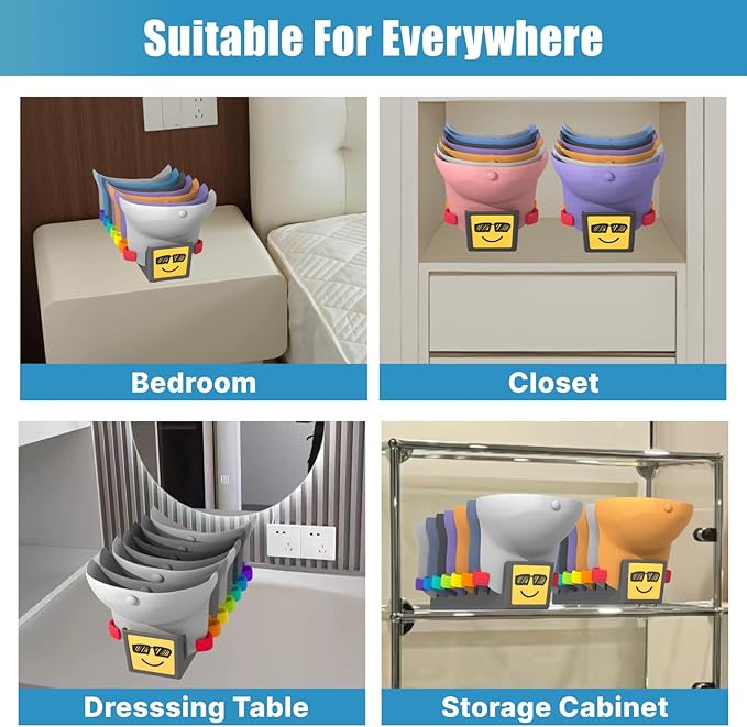 Hat Organizer Hat Rack Stand 2-Pack,Hold Up to 14 Caps,Rainbow Hands Baseball Cap Organizer Holder,Non-Wall Storage with Smiling Face, Anti-Slip Base for Desktop/Closet (Organizador)