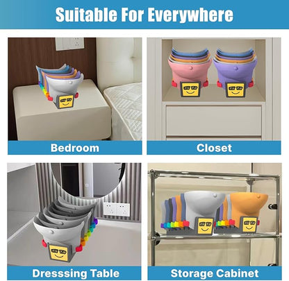 Hat Organizer Hat Rack Stand 2-Pack,Hold Up to 14 Caps,Rainbow Hands Baseball Cap Organizer Holder,Non-Wall Storage with Smiling Face, Anti-Slip Base for Desktop/Closet (Organizador)