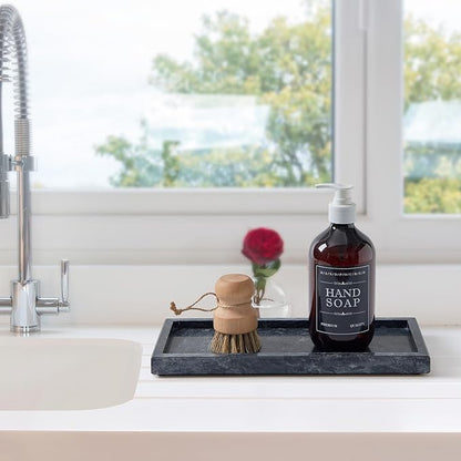 Natural Marble Vanity Tray, Luxury Stone Organizer for Bathroom & Kitchen Counter | Holds Soap Dispenser, Jewelry, Perfume | Non-Resin, Non-Ceramic Décor
