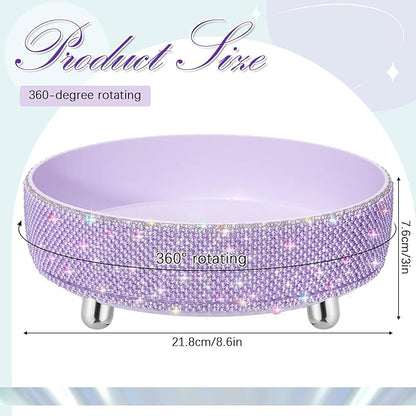 Honeydak Purple Bling Perfume Makeup Organizer Bling Mother's Day Nurses Day Gifts for Women Bathroom Organizers and Storage 360 Rotating Makeup Organizer for Countertop(Pearl)