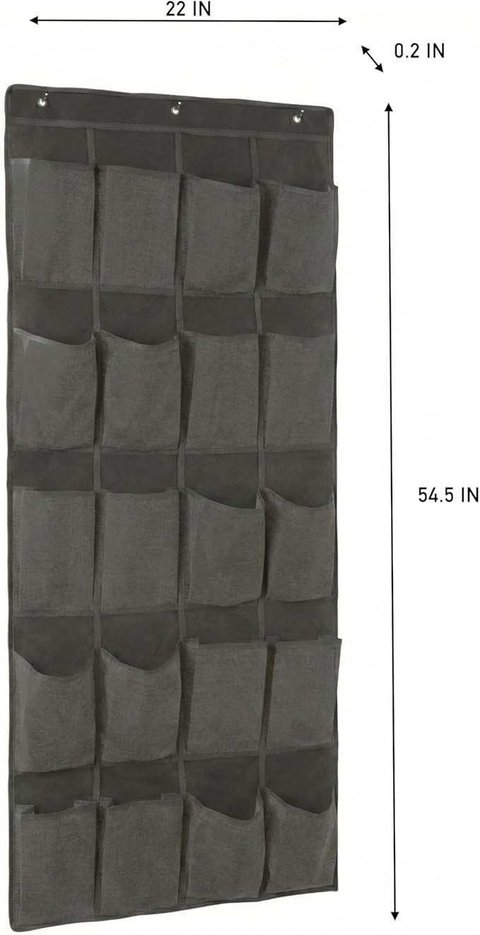 Simplify 20 Pocket Over The Door Hanging Shoe Organizer in Grey