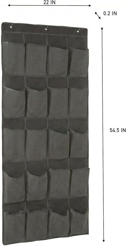 Simplify 20 Pocket Over The Door Hanging Shoe Organizer in Grey