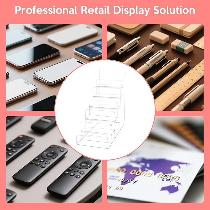 2PCS Acrylic Purse Display Stand,6-Tier Wallet Display Stand Purse Handbag Organizer Shelf,Clear Perfume Stand Jewelry Riser Rack,Acrylic Shelf for Cosmetic Perfume Jewelry Sunglasses Handbag