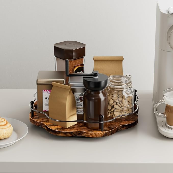 11.8″Lazy Susan Organizer for Cabinet,11.8 Inch Height Adjustable Spice Rack Turntable,Rotating Lazy Susan for Table Top,Kitchen Countertop,Dining Table (11.8Inch1 Tier)