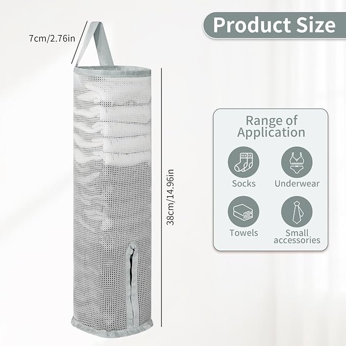 Hanging Sock Storage Bag,Wall Mount Multifunctional Bag,Sock Underwear Organizer,Hanging Closet Organizer,Saver Kitchen Storage Holder for Storing Socks Ties Plastic Bag 3PCS (Grey)