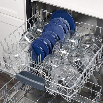 Anchor Hocking 18 Piece Glass Storage Containers with Lids (9 Glass Food Storage Containers & 9 Navy Blue SnugFit Lids)