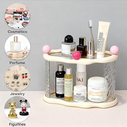 Skincare Makeup Organizer for Vanity and Bathroom Countertop-2 Tier Makeup Jewelry Storage,Transparent Clear Cloud Cosmetics Organizer, Ideal for Cosmetic Perfume Skincare for Countertop,Desk,Bathroom,Dresser-White