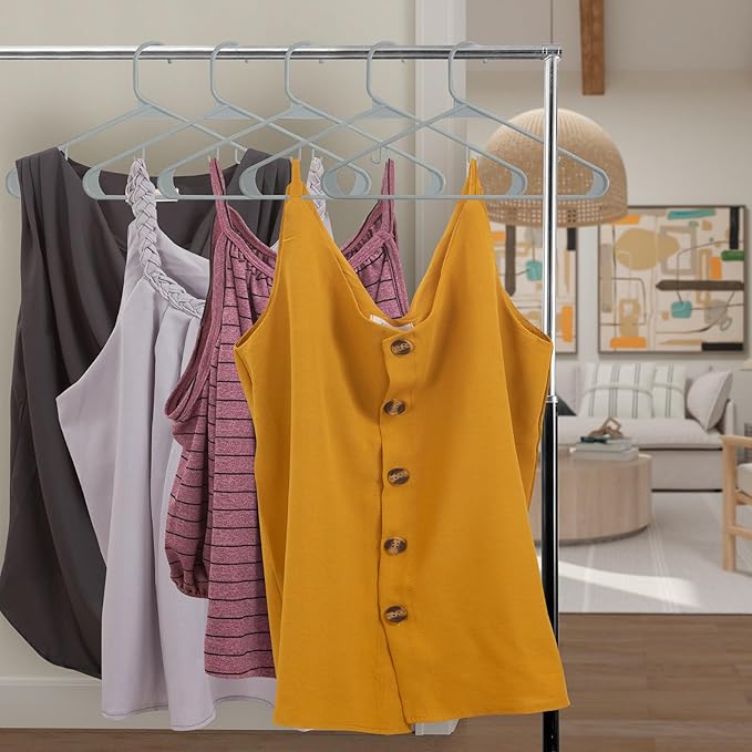 Royale Linens Plastic Hangers 20 Pack - Grey Clothes Hanger with Hooks – Heavy Duty Space Saving Coat Hangers Ideal for Everyday Use for Tops, Skirt, Dress, Shirts, Pants