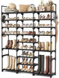 Tall Shoe Rack Organizer 9 Tiers 50-55 Pairs Large Shoe Rack for Closet Entryway Garage Big Shoe Storage with Side Hooks Black Metal Free Standing Shoe Racks Sturdy Shoe Shelf Tower