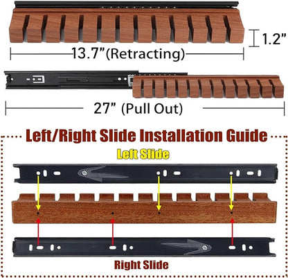 Premium Walnut Wood Belt Organizer with Sliding System - 12-Belt Heavy-Duty Belt Holder, Wall-Mounted Belt Hanger for Closet, Space Saving Storage & Elegant Father’s Day Gift