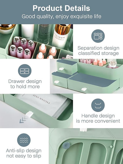 Makeup Organizer with Drawers,Large Capacity Countertop Organizer for Vanity,Bathroom and Bedroom Desk Cosmetics Organizer for Skin Care,Brushes, Eyeshadow, Lotions, Lipstick, Nail Polish
