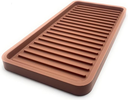 Silicone Sink and Surface Organizer Tray, Sponge Holder, Vanity Tray, Trivet, Heat Safe, Dishwasher Safe, for Bathroom and Kitchen Organization (Mocha, 10"x5.25")