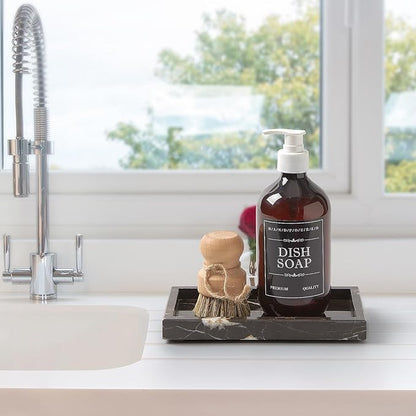 Natural Small Marble Vanity Tray, Luxury Stone Organizer for Bathroom & Kitchen | Holds Soap Dispenser, Jewelry, Perfume | Non-Resin, Non-Ceramic Décor