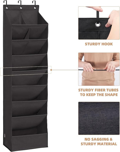 STORAGE MANIAC Over the Door Shoe Organizer Heavy-Duty Large Deep Pocket Hanging Shoe Organizer Shoe Rack Door Closet Shoe Organizer for Wall, Dorm & Narrow Door Storage Shoe Holder Black, 2 Pack