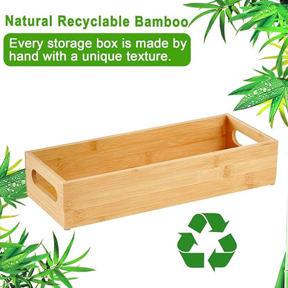 VITVITI Toilet Tray for Bathroom, Bamboo Toilets Paper Storage with Handles, Toilet Paper Tray Holder Organizer Basket for Top Tank/Kitchen Counter Natural,14.9x5.9 Inch