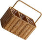SOLUSTRE Woven Divided Cutlery Storage Basket 8.85X8.66X4.92 Inch Portable Silverware Organizer for Kitchen Countertop and Dining Room Utensil Caddy