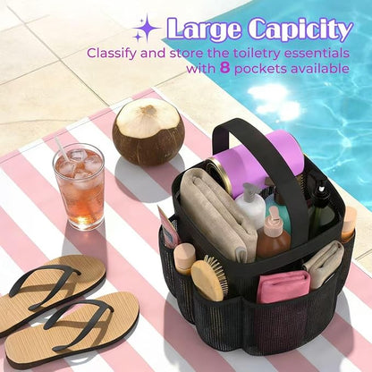 Mesh Shower Caddy Portable with 8 Upgraded Deeper Pockets,Hanging Caddy Dorm Basket, Quick Dry Shower Bag