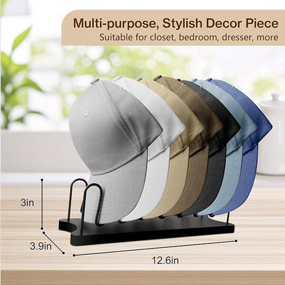 2X Hat Organizer for Baseball Caps - Wooden and Iron Hat Rack for 14 Caps, Tabletop Hat Holder - Hats Display & Storage, Hat Stand Baseball Cap Organizer for Closet, Bedroom, Dresser