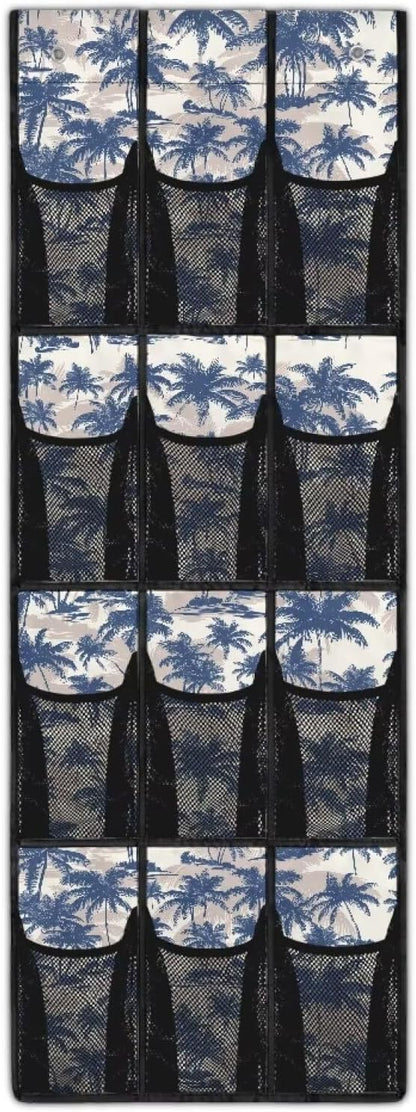 Tropical Trees Over the Door Shoe Organizer,Behind Door Shoes Hang Holder Rack,Hanging Shoe Storage Hanging Bag Unique Print