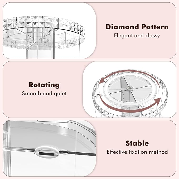 Rotating Makeup Organizer, 360° Spinning Skincare Organizers, Adjustable Layer Cosmetic Storage Lazy Susan Makeup Organizers for Dresser Bathroom, Medium, Clear