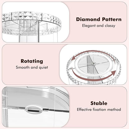Rotating Makeup Organizer, 360° Spinning Skincare Organizers, Adjustable Layer Cosmetic Storage Lazy Susan Makeup Organizers for Dresser Bathroom, Medium, Clear