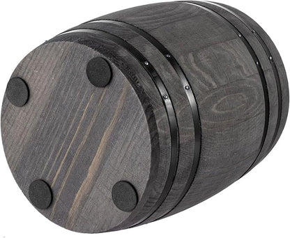 MyGift Wine Barrel Design Kitchen Utensil Crock, Vintage Gray Solid Wood Cooking Tool Holder