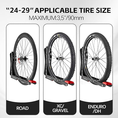 Swivel Bike Wall Mount Rack, Adjustable Vertical Bicycle Hanger for Garage Storage, Heavy Duty 3mm Steel Holder Fits 24"-29" Wheels (Max 3.5" Tire), 66lbs/30kg Load Capacity for MTB Road