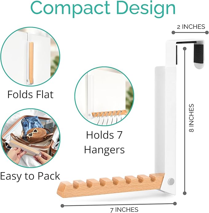 TERRA HOME Over The Door Coat Rack - Portable Foldable Laundry Hanger Dryer Rack - Ideal for Travel and Laundry Needs - Convenient Over The Door Hanger for Clothes and Laundry - 1PCS (White)