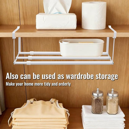 Ihomepark Expandable Shoe Rack Organizer, Adjustable Metal Shoe Rack for Closets & Entryways, Under Cabinet Shelf for Shoe or Clothing Storage, White