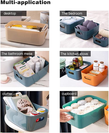 OWill 7 Pcs 2.1 L Plastic Storage Bins and Baskets for Efficient Home Classroom Organization Small Containers in Multicolour for Kitchen, Cupboard box, and Bathroom Organizer on Shelves and Tubs