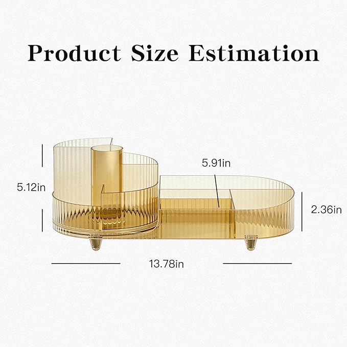 Rotating Makeup Organizer Desktop Cosmetic Storage Box 360° Rotation Beauty Organizer Rack Transparent Gold