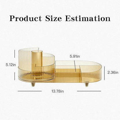 Rotating Makeup Organizer Desktop Cosmetic Storage Box 360° Rotation Beauty Organizer Rack Transparent Gold
