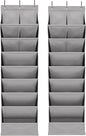 Door Shoe Organizer with 10 Extra Large Pockets, 23 Pairs Shoes Large Capacity Hanging Storage Organizer for Shoes, Diapers, Dark Grey, 8 Layers, 2-Pack