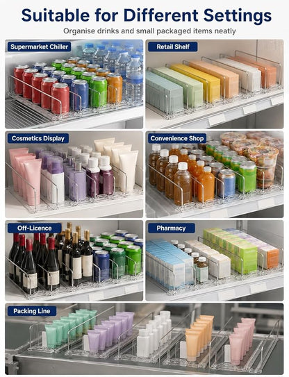 Adjustable Can Organizer for Fridge, Sliding Beverage Rack, Self-Feed Drink Storage, Front Shelf Display, Bottle and Can Holder(380 mm,1 pc)