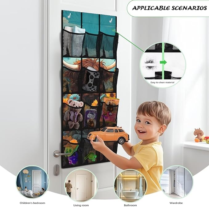 Highland Cattle Shoe Organizer Over The Door 12 Pockets Wall Hanging Storage for Closet Space Saving Over The Door Shoe Organizer Sunflowers Shoe Holder Hanger for Living Room