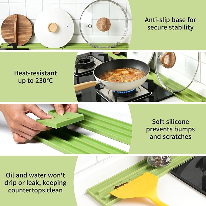 Oven Mitts and Pot Holders Sets, Mini Silicone Oven Mitts Heat Resistant (1 Pair), Pot Lid Holder While Cooking (1 Pair), Non-Slip Silicone Pot Holders & Spoon Rest, Dishwasher Safe