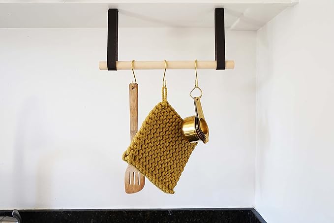 Hanging Under-Cabinet Multipurpose Rack Storage Rail, Under-shelf Storage, utensil, pot & pan suspended leather storage Hanger cup hook