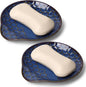 Ceramic Soap Dish, Set of 2 Bar Soap Holder, Shower Soap Dish Soap Saver Tray for Bathroom Kitchen Sink, Stylish and Easy to Clean (Vintage Blue)