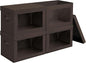 Homsorout Stackable Storage Bins with Lids - Large Storage Box with Lids, Foldable Closet Boxes for Organizing, Wardrobe Clothes Organizer with Window, Cubes Bins for Living Room, 4 Pack, Brown