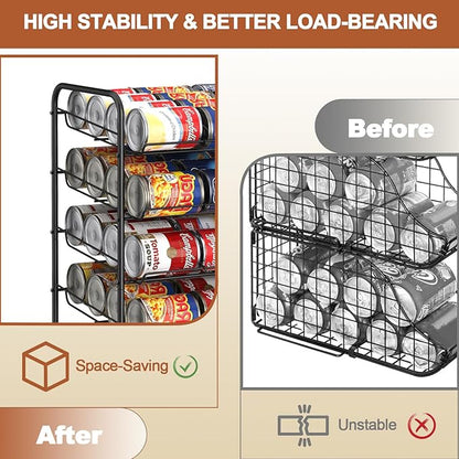 MOOACE Can Rack Organizer, 5 Tier Can Storage Dispenser Holds up to 60 Cans, Can Organizer, Great for the Pantry Shelf, Kitchen Cabinet or Counter-top, Cabinet, Canned Food Organizer, Black