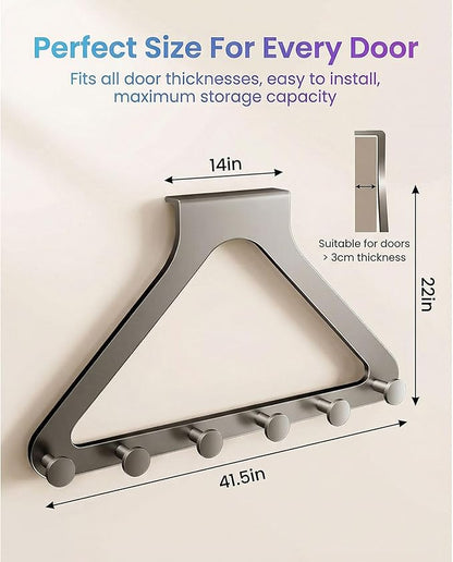 Over-the-Door Hanger Rack - Over-the-Door Hanger Organizer for Coat Hat Scarf Towels,No-Drill Heavy Duty Storage Organizer for Bedroom, Bathroom, and Entryway