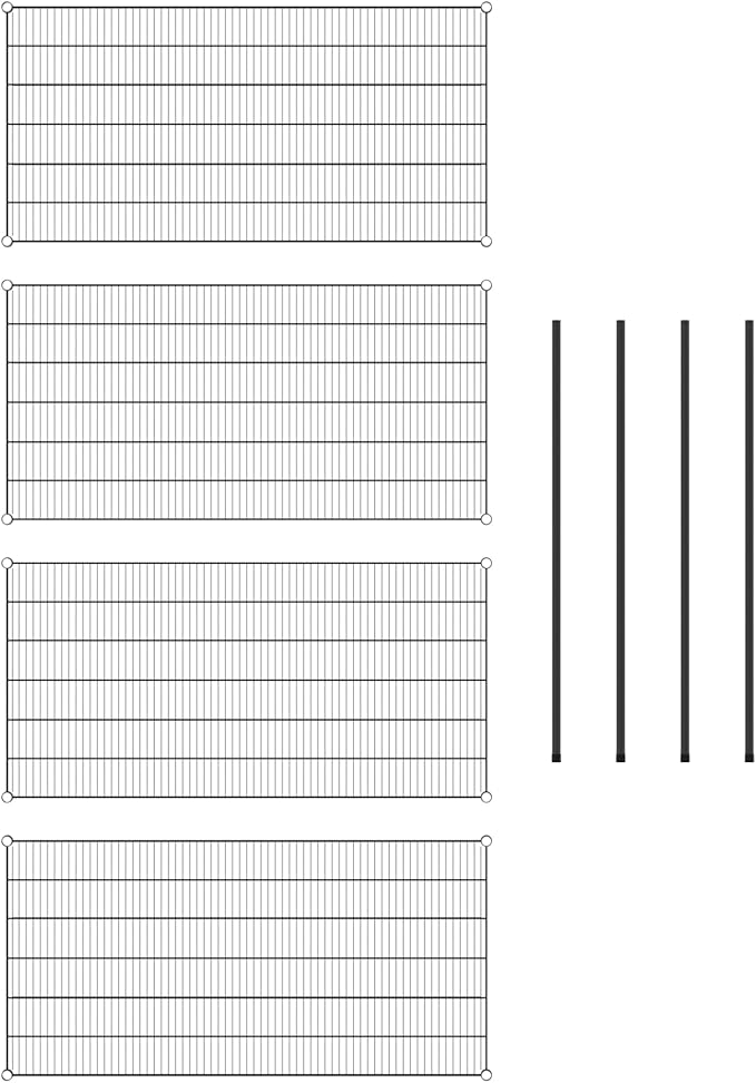 Commercial NSF Listed Black Epoxy Stationary Wire Shelving Kit 30" x 60" x 54", with 4 Shelves Perfect for Warehouse, Walk-in Refrigerator, Freezer, Grocery Store, Restaurant, Dishroom