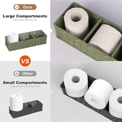 Bathroom Toilet Paper Basket: Water-resistant Resin 3-Section Organizer Above Toilet Space Efficient For Small Homes Stress Relief Sage Green 1pack