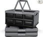 CleverMade Collapsible Shopping Basket 32L, 3 Pack – Folding Grocery Basket with Handles, Stackable Reusable Storage Crate with 35 lb Capacity, Recycled Plastic, Car Trunk Organizer- Stone Gray