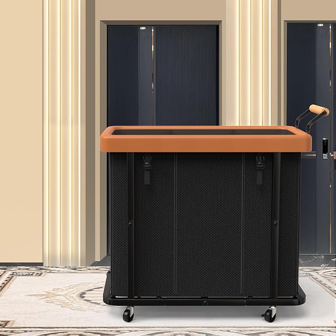 230L (60 Gal) Extra Large Fashion Laundry Sorter 3 Section with Lid, Rolling Laundry Basket Hamper with Handle, Laundry Organizer Storage Cart with Sturdy Metal Frame for Laundry Room, Hotel, Black