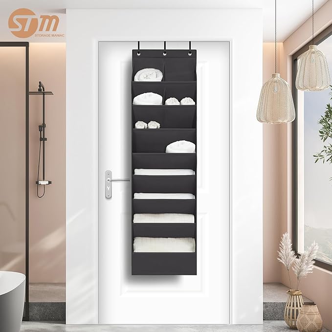 STORAGE MANIAC Over the Door Shoe Organizer Heavy-Duty Large Deep Pocket Hanging Shoe Organizer Shoe Rack Door Closet Shoe Organizer for Wall, Dorm & Narrow Door Storage Shoe Holder Black, 2 Pack